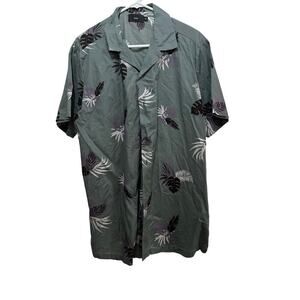 Onia Men's Green 100% Cotton Tropical Print Button Down Shirt Size Large